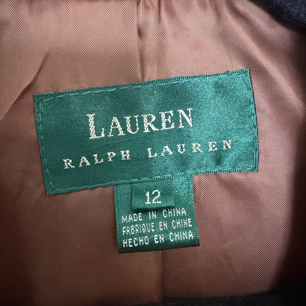 RARE ralph lauren 100% leather field coat workwear double breasted jacket sz 12 - Picture 6 of 10
